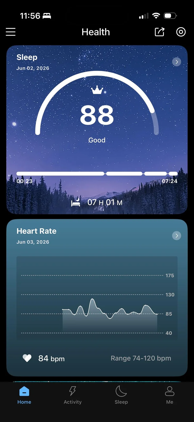 Customer app screenshot for an R02 smart ring